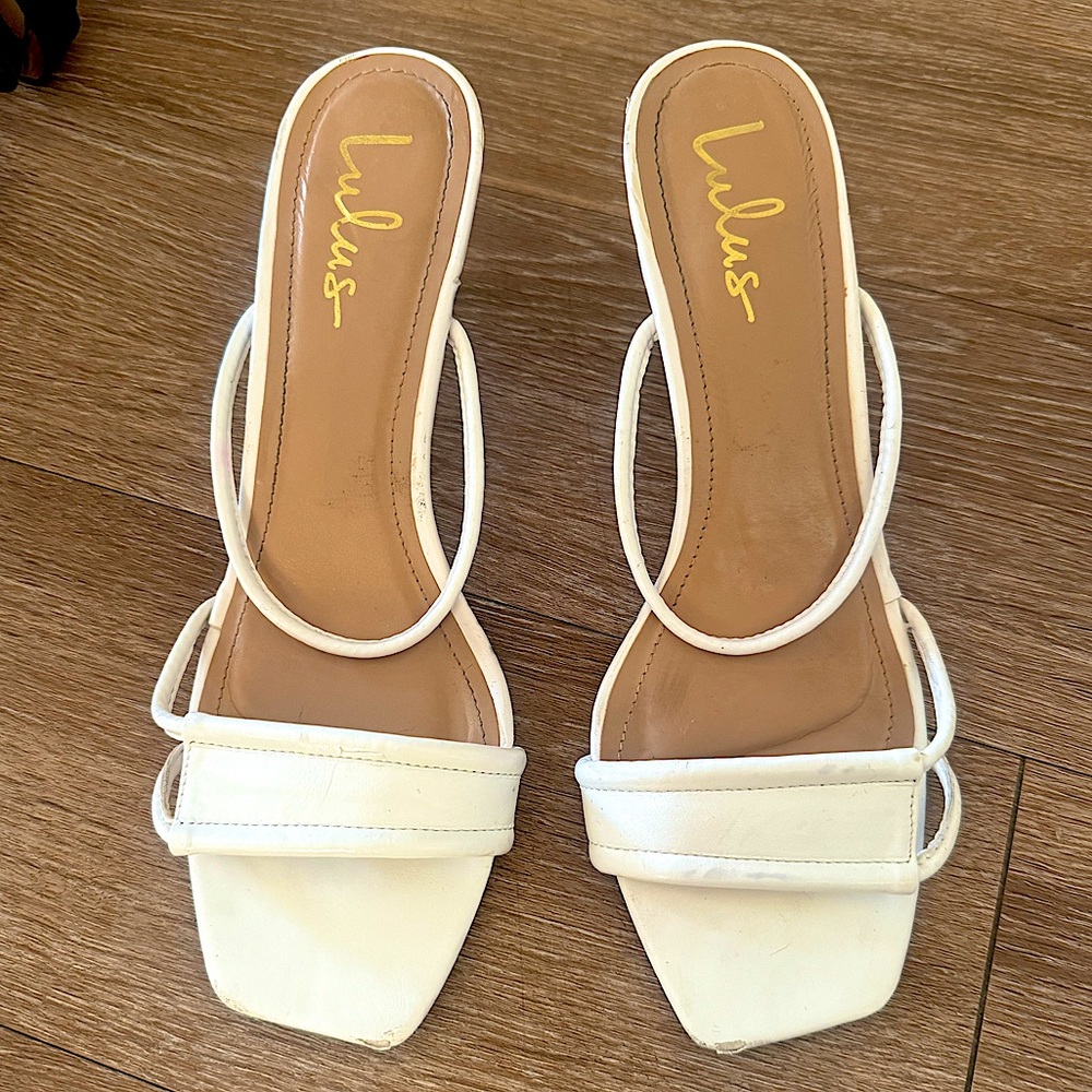 Lulus White Strappy Heel (2 inches)